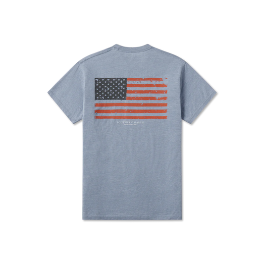 Southern Marsh Vintage Flag Seawash Tee - Washed Blue