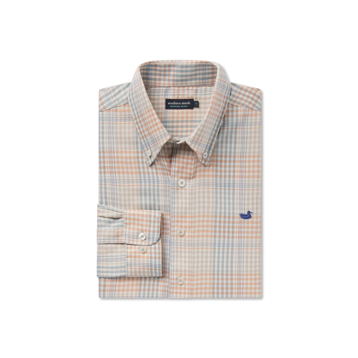 Southern Marsh Edgefield Windowpane Dress Shirt - Burnt Taupe & Sage