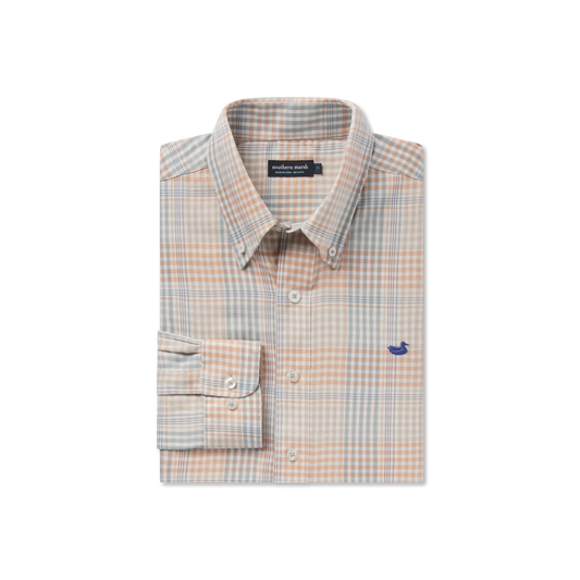 Southern Marsh Edgefield Windowpane Dress Shirt - Burnt Taupe & Sage