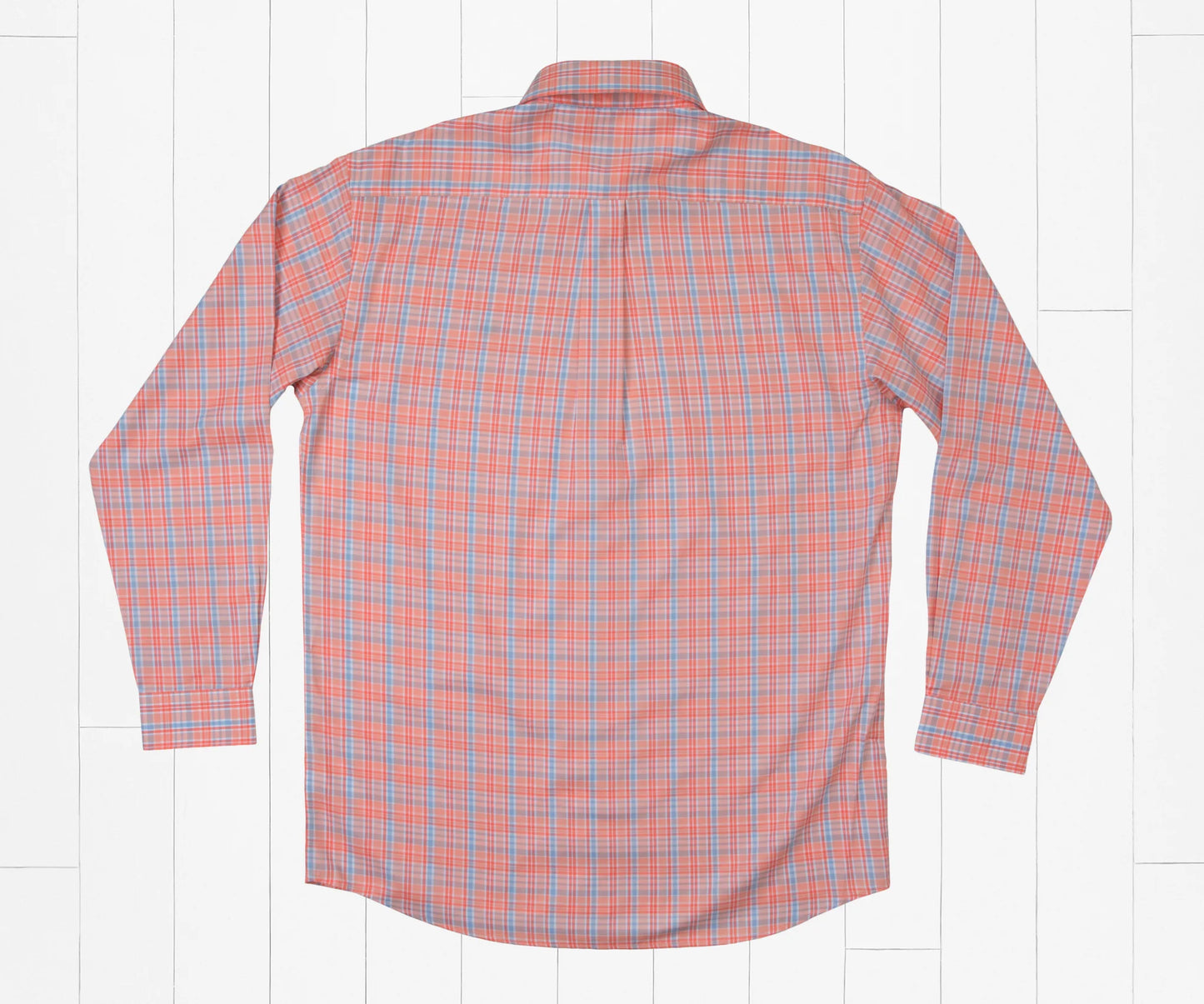 Hartsville Plaid Dress Shirt by Southern Marsh - Coral & Light Blue