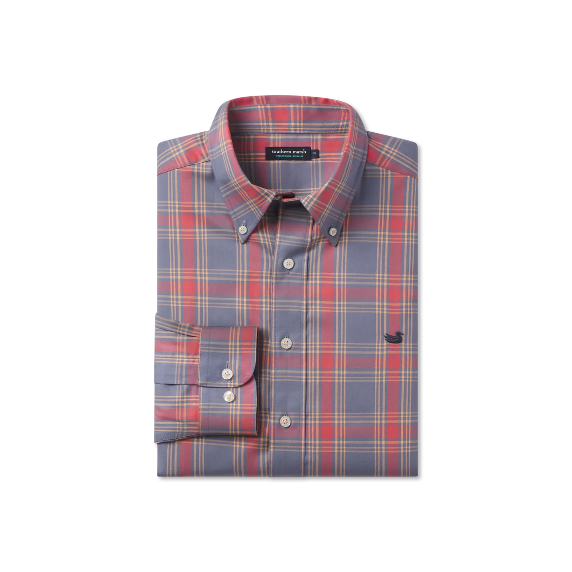 Southern Marsh Tupelo Windowpane Dress Shirt - Slate & Red