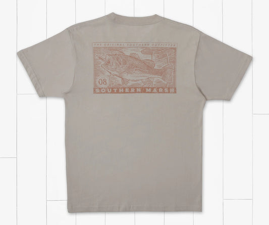 Youth Etched Bass Short Sleeve Tee by Southern Marsh - Ash Gray