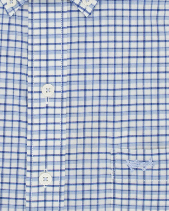 Coastal Cotton Carbon Blue Check Long Sleeve Woven