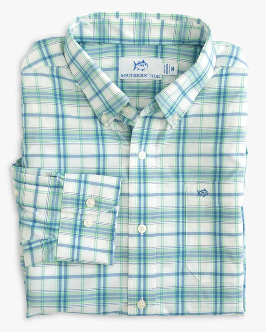 Sapelo Plaid Intercoastal Sport Shirt - Neptune Green